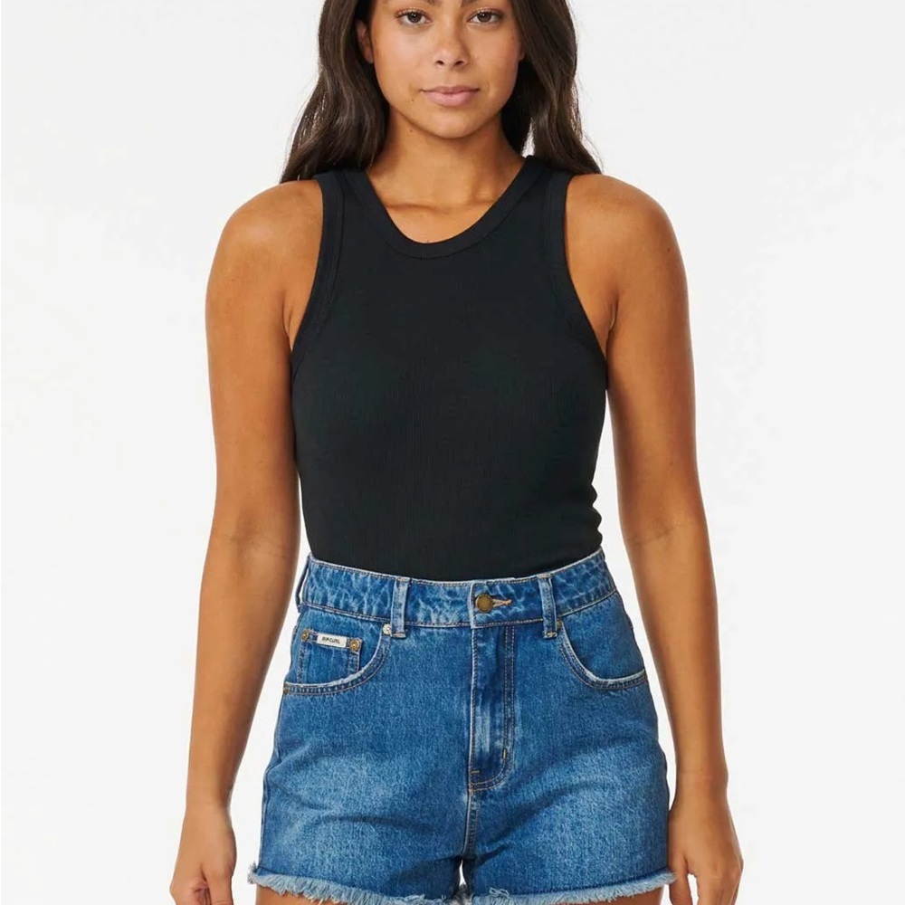 Rip Curl Black Ribbed Top size Large perfect tag less condition